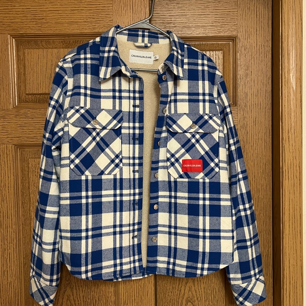 Calvin Klein Blue and Cream Checkered Shirt